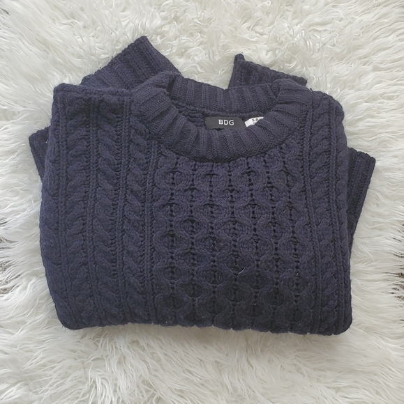 Urban Outfitters Sweaters - Thick and Cozy Cable Knit BDG Navy Sweater